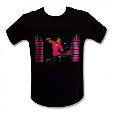 T-shirt Dj femme rose LED