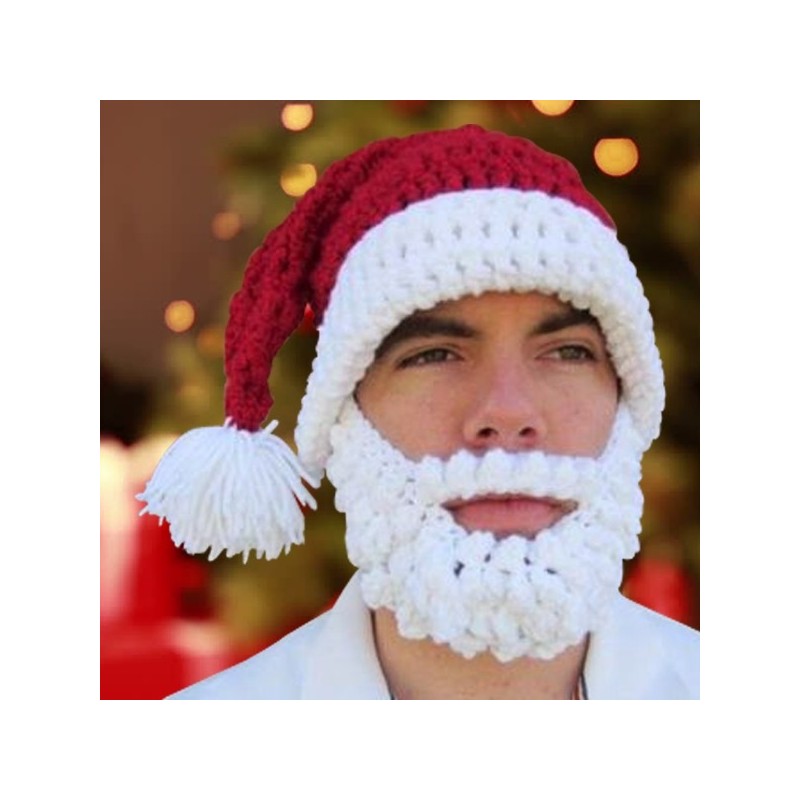 Masque de Père Noël bonnet rouge à barbe blanche pour adulte 
